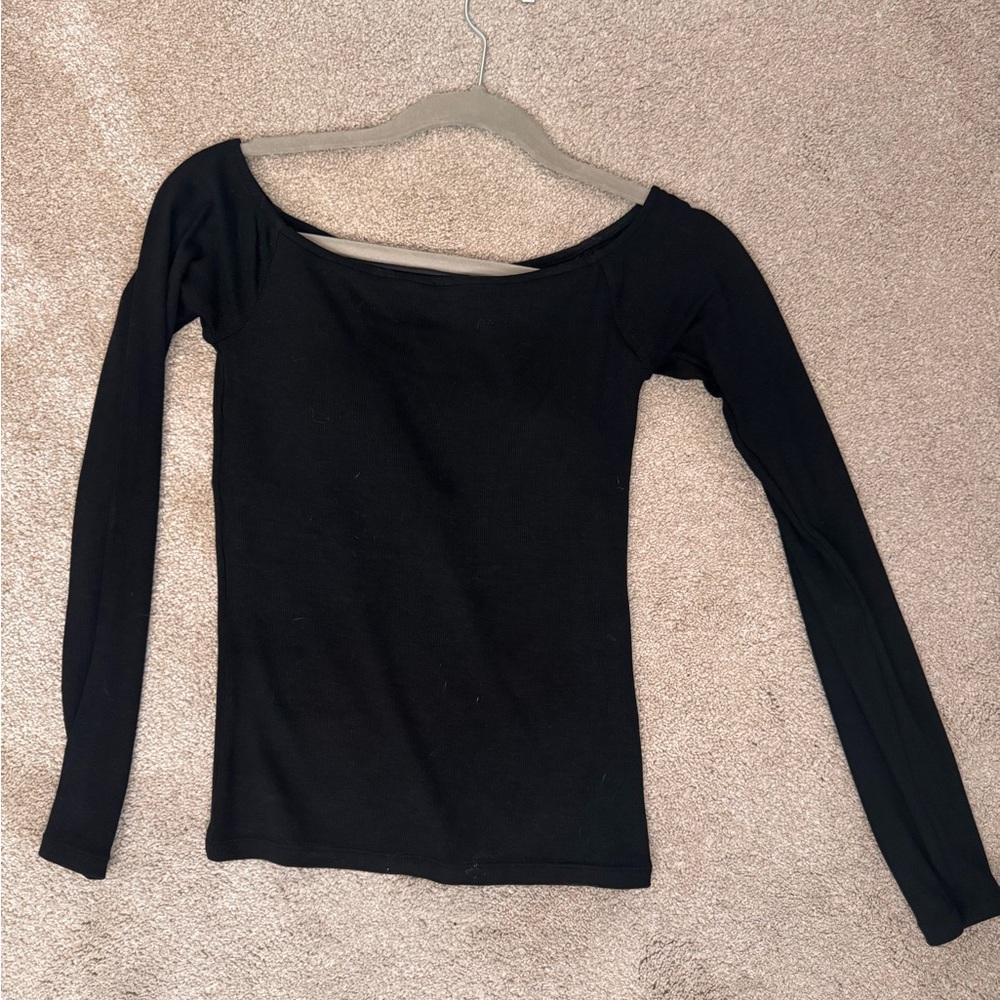 Off the shoulder Black Long Sleeve Women's Top